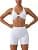 Workout Sets for Women 2 Piece Twist Front Halter Sports Bras High Waist Booty Shorts Exercise Gym Yoga Outfit