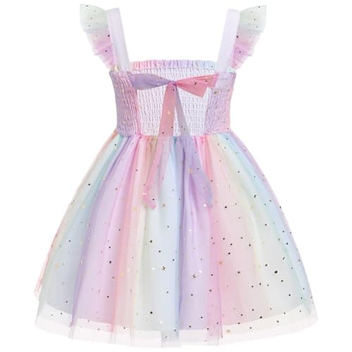 IMEKIS Boho Floral Backless Tulle Dress for Toddler Birthday Parties