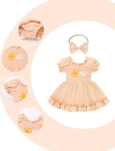 IMEKIS Baby Girl Half 1st Birthday Smocked Strawberry Dress