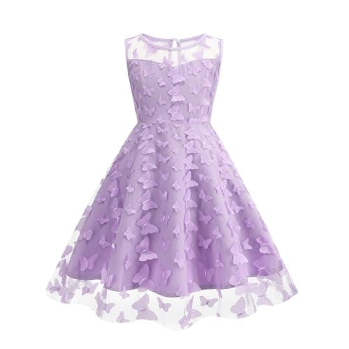 Embroidered Floral Lace Dress for Girls - Sleeveless Cocktail Swing Dress