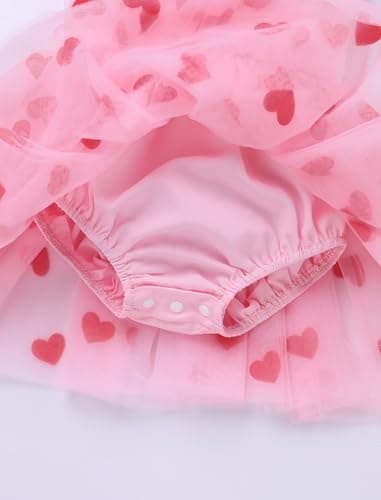 IMEKIS Pink Heart Strawberry Tulle Dress for Baby Girl Birthday Shoot