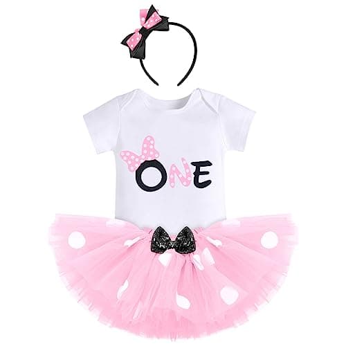 IBTOM CASTLE Polka Dots Romper Tutu Dress for Baby Girls Birthday Outfit