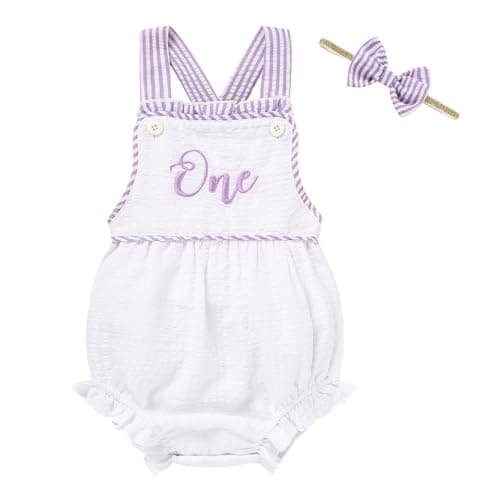 TITKKOP Baby Girl 1st Birthday Bubble Romper Sleeveless Bodysuit