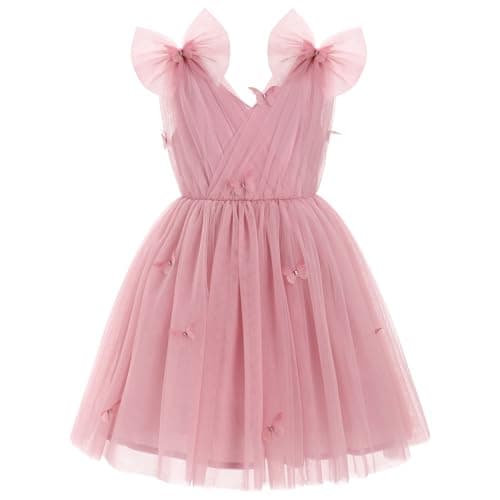 Toddler Girls' Butterfly Dress with Sparkle Sequins - Formal Birthday Wedding Outfits (2-10T)