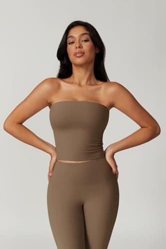 Brown High-Waisted Seamless Leggings & Backless Sports Bra Workout Set for Women Brown Women's Gym Outfits