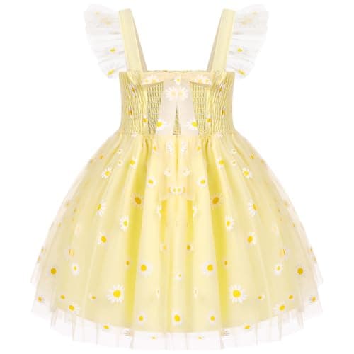 IMEKIS Toddler Girls Boho Backless Floral Confetti Formal Tulle Dress