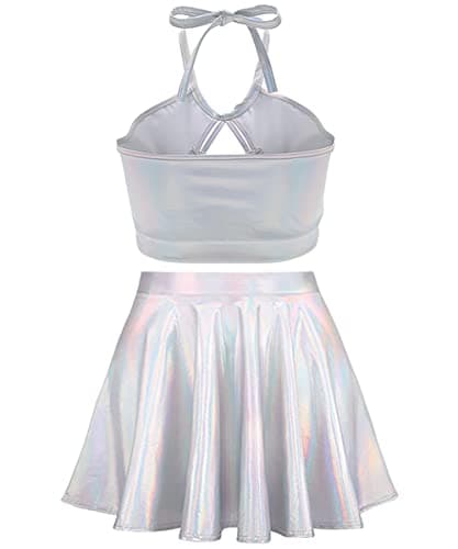 Women's Rave Outfit Sets - Metallic Tops & Long Skirt