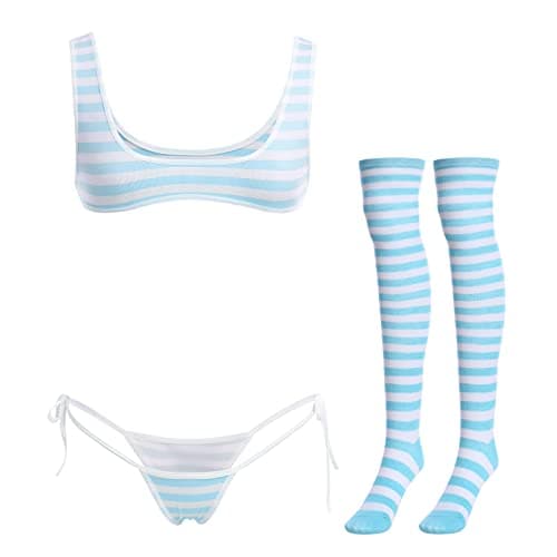 IMEKIS Women's Kawaii Anime Lingerie Set 4Pcs Outfit