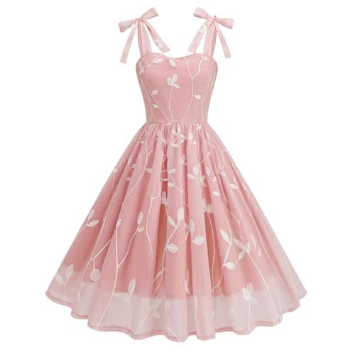 Vintage Embroidered Floral Tulle Prom Dress for Women