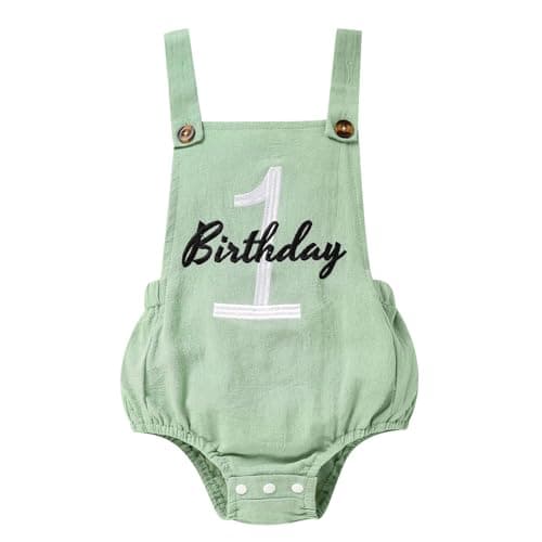 Solid Color 1st Birthday Romper for Baby Boys and Girls
