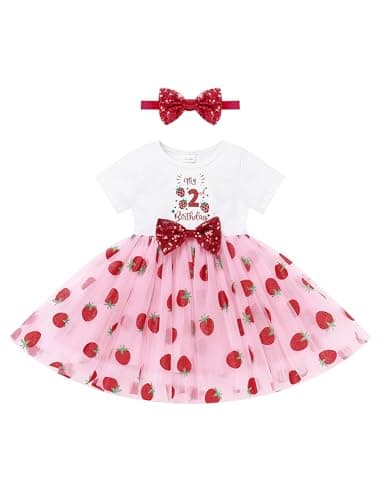 IMEKIS Baby Girls 1st & 2nd Birthday Outfit with Dress & Tutu Set