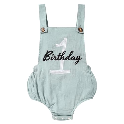 Solid Color 1st Birthday Romper for Baby Boys and Girls