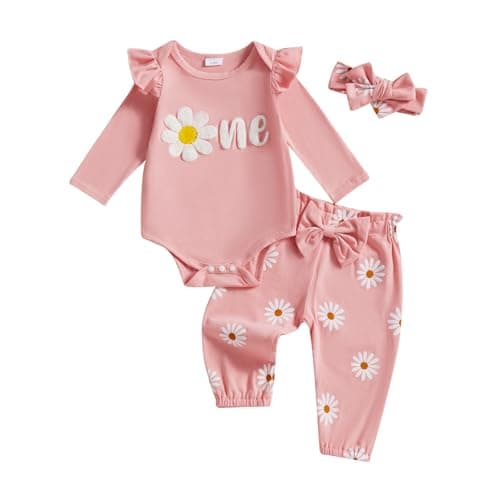 Cevoerf Infant Baby Girl Daisy Theme Birthday Outfit Set