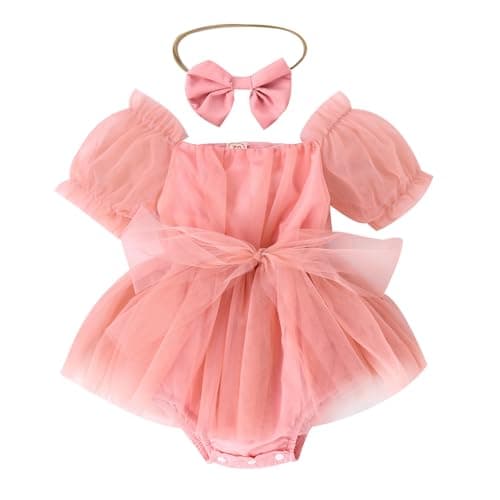 Baby Girl 1st Birthday Butterfly Romper Dress with Headband