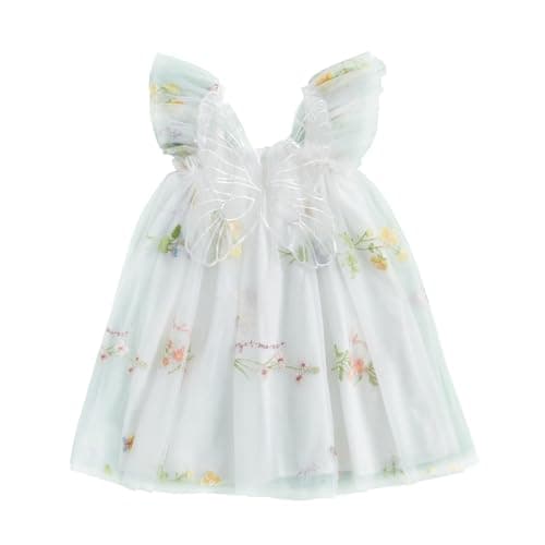SHIBAOZI Baby Girls Flower Butterfly Embroidery Sleeveless Romper