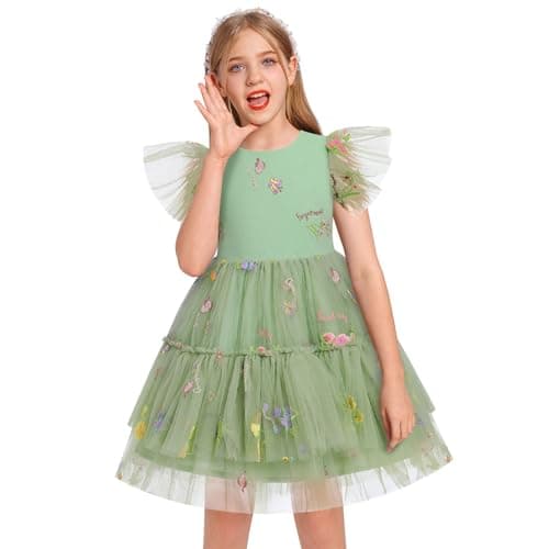 IMEKIS Girls' Confetti Stars Birthday Princess Tulle Dress for 3-10T