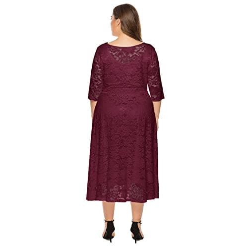 Women's Floral Lace Cocktail Dress with Pockets