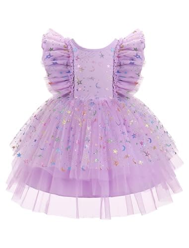 IMEKIS Girls' Confetti Stars Birthday Princess Tulle Dress for 3-10T
