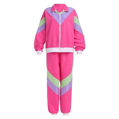 80s Workout Halloween Costume Color Block Windbreaker Outfit Set