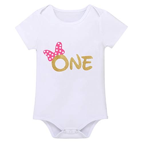 Baby Girls 1st Birthday Outfit with Polka Dots ONE Romper Tutu Skirt