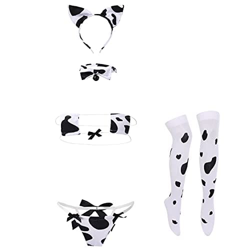IMEKIS Women's Anime Cow Maid Lolita Cosplay Kawaii Costume Set