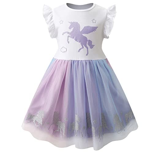 VASCHY Cute Ruffle Tulle Dress for Girls, Toddler to Big Kid Size 2-10T