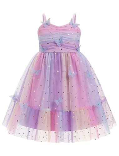 IMEKIS Princess Birthday Dress for Toddler Girl, Rainbow Boho Outfit for Photo Shoot 1-6T