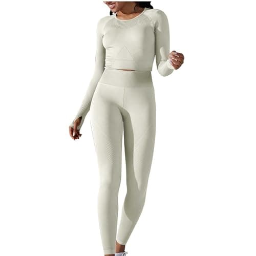 Fartey Women's Matching Workout Set High Waist Leggings & Zip Up Tops