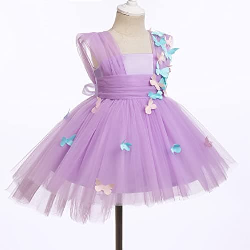 ODOLDI Toddler Butterfly Tulle Birthday Dress High Low