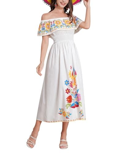 IMEKIS Women's Summer Floral Print Maxi Dress for Beach and Holiday Party