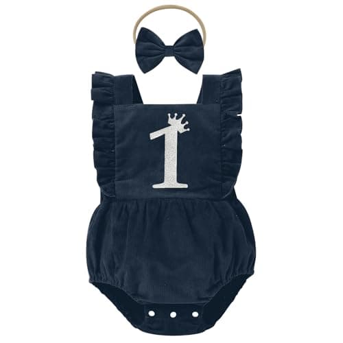 IBTOM CASTLE Baby First Birthday Sleeveless Corduroy Romper Cake Smash Outfit