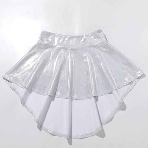 ABAFIP Women's Shiny Crop Top & High-Low Skirt Music Festival Outfit Set