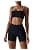 Workout Sets for Women 2 Piece Twist Front Halter Sports Bras High Waist Booty Shorts Exercise Gym Yoga Outfit