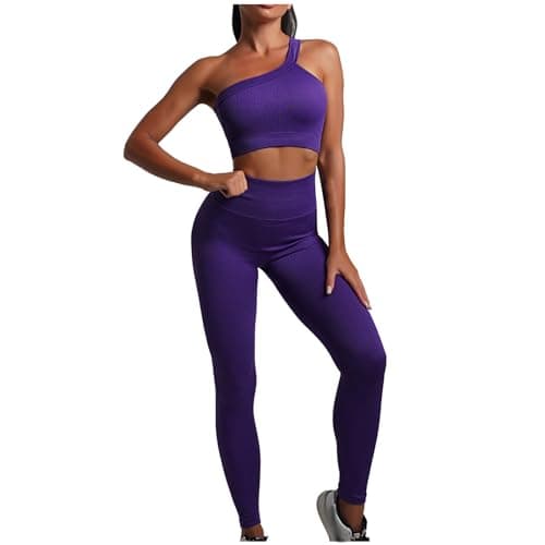 Fartey High-Waist Seamless Leggings Matching Backless Strappy Sports Bras Yoga Running Set