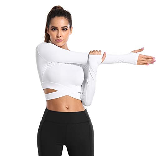 DREAM SLIM Women's Fitted Yoga Crop Tops for Running Gym