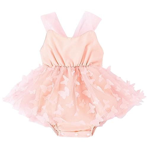 Newborn Baby Girl 1st Birthday Floral Lace Romper Dress for Cake Smash Photo Shoot