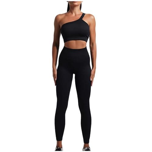 Fartey High-Waist Seamless Leggings Matching Backless Strappy Sports Bras Yoga Running Set