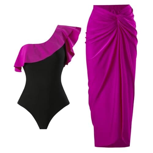 Women's One-Piece Swimsuit with Cover-up Sarong - Beach Outfit