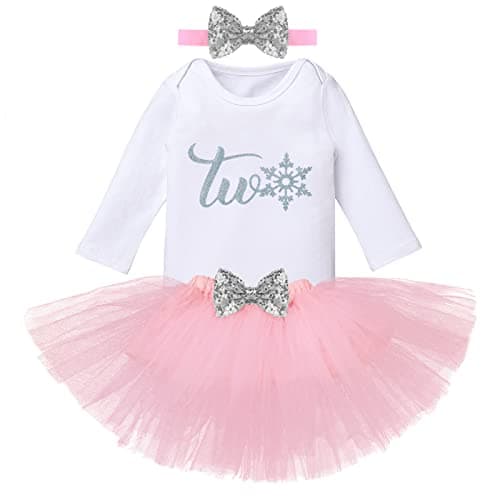 Baby Girls' Snowflake 1st Birthday Outfit: Romper, Tutu Skirt, and Headband for Winter Parties and Cake Smash Photos