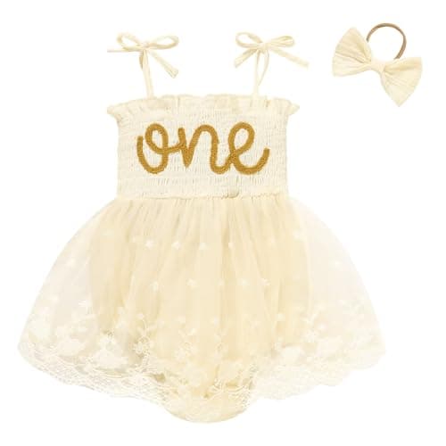 TITKKOP Baby Girl 1st Birthday Tulle Romper Sleeveless Bodysuit