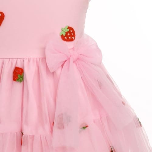 Toddler Girls Strawberry Floral Tulle Birthday Dress