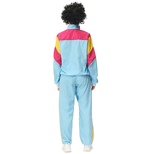 Retro Hip Hop Windbreaker for Women Men - IMEKIS 80s Tracksuit Halloween Cosplay Disco Shell Suit