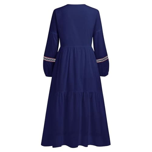 Mexican Floral Embroidered Peasant Dress - Women's Ethnic Wear