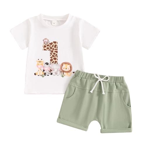 Saliuentm Baby Boy Birthday Outfit Short Sleeve Shirt & Short Pants