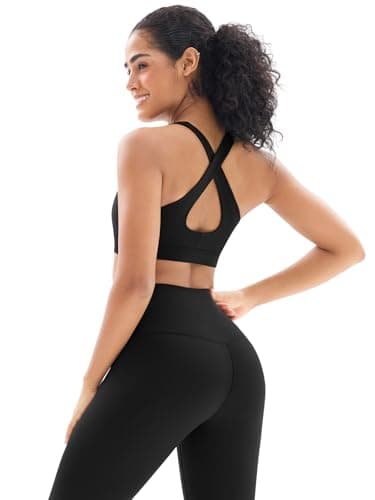 YNNTHY High-Waisted Leggings with Cross-Back Sports Bra for Women Gym Outfits