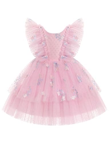 IMEKIS Girls' Confetti Stars Birthday Princess Tulle Dress for 3-10T