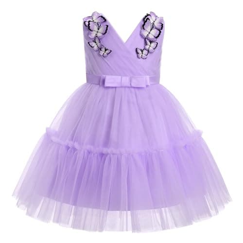 ODASDO V-Neck Sleeveless Tulle Tutu Dress for Flower Girls and Kids