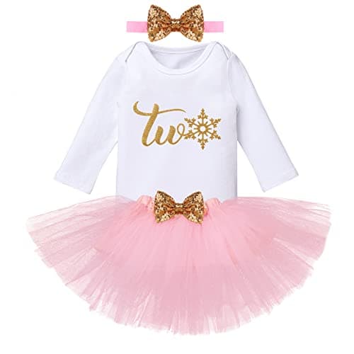 Baby Girls' Snowflake 1st Birthday Outfit: Romper, Tutu Skirt, and Headband for Winter Parties and Cake Smash Photos