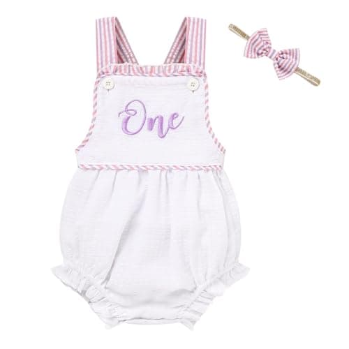 TITKKOP Baby Girl 1st Birthday Bubble Romper Sleeveless Bodysuit