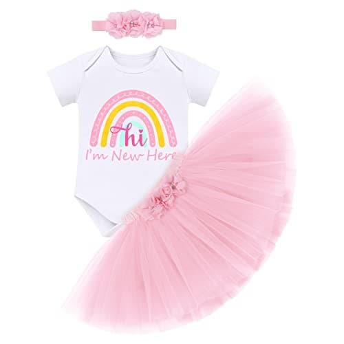 IMEKIS Princess Romper Outfit + Tutu + Headband for Newborn Girls